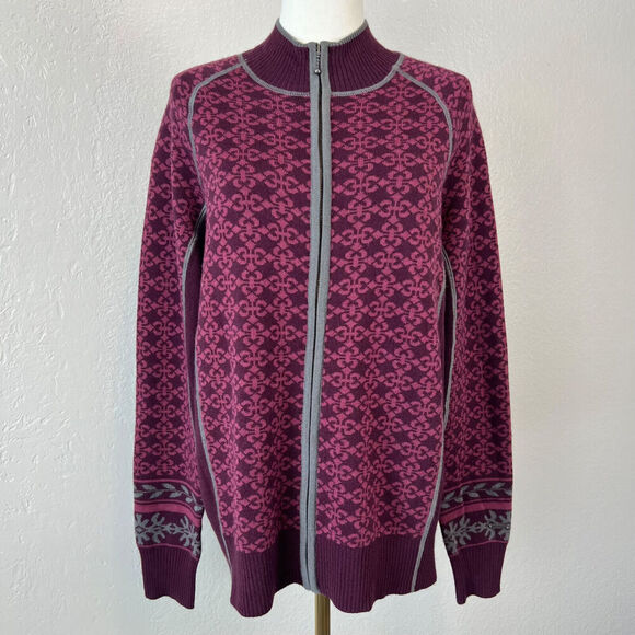 Cabelas Sweater Womens Large Purple Pink Fair Isle Wool Blend Nordic Outdoors - Picture 1 of 15